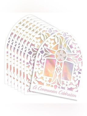 Amscan White & Pink Communion Celebration Cards